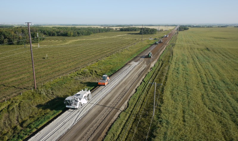 aerial view of dirt road maintenance